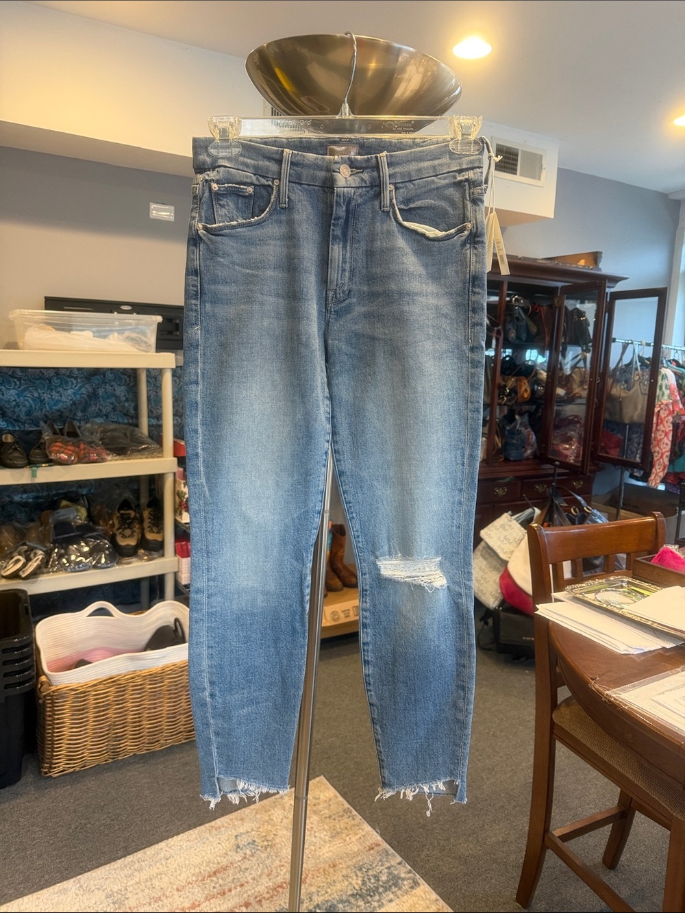 MOTHER Looker Ankle Step Fray Jeans 27 Exposed Secret Sister Distressed NWT